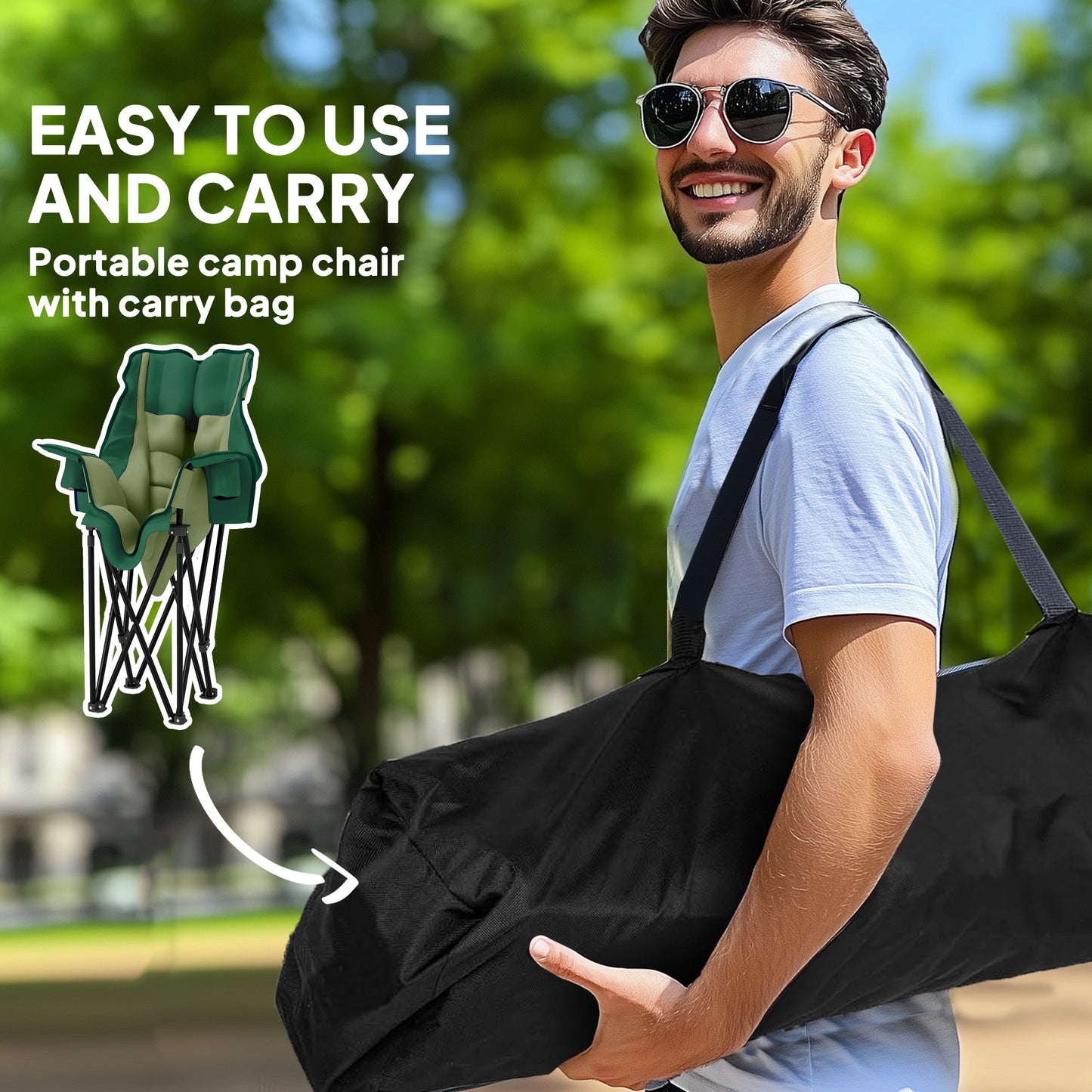Outsunny Portable Padded Camping Chair, with Bag