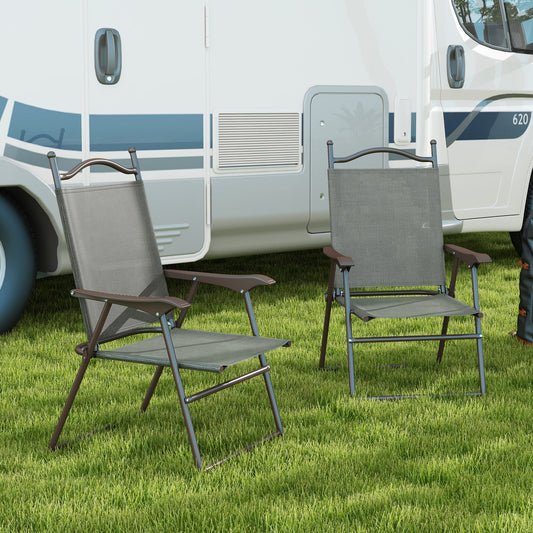Outsunny Set of Two Folding Garden Chairs, with Fabric Mesh Seats
