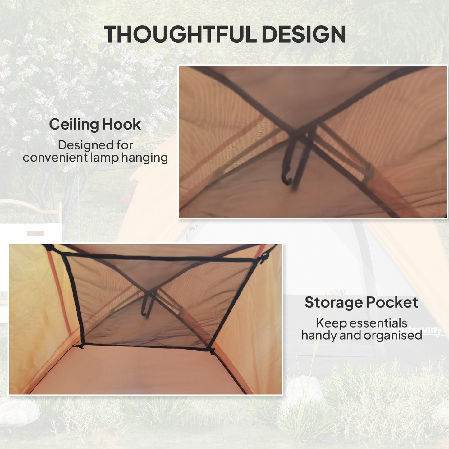 Outsunny 3-4 Person Camping Tent, Easy Set Up Waterproof Dome Tent with Sewn-in Groundsheet, Mesh Windows, Pocket and Hook for Camping, Hiking, Backpacking