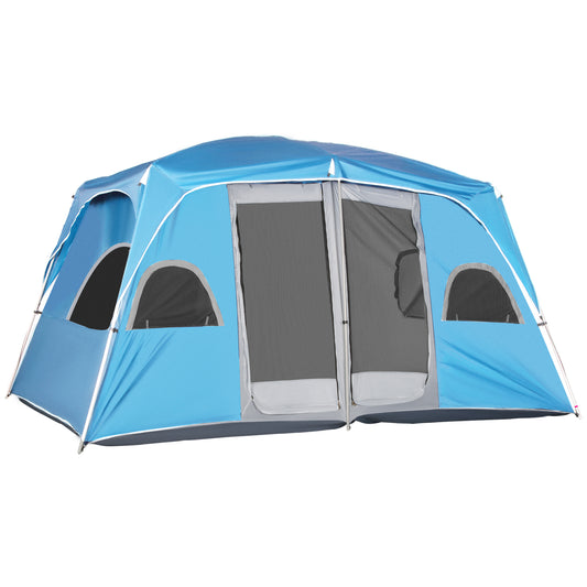Outsunny 4-8 Person Camping Tent Family Tent with 2 Room, Mesh Windows, Easy Set Up for Backpacking, Hiking, Outdoor
