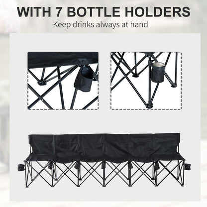 Outsunny 6 Seater Folding Camping Chair with Cup Holder & Carry Bag