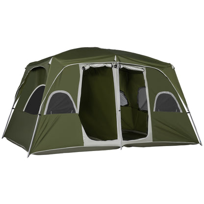 Outsunny Camping Tent, Family Tent 4-8 Person 2 Room, with Large Mesh Windows, Easy Set Up for Backpacking Hiking Outdoor