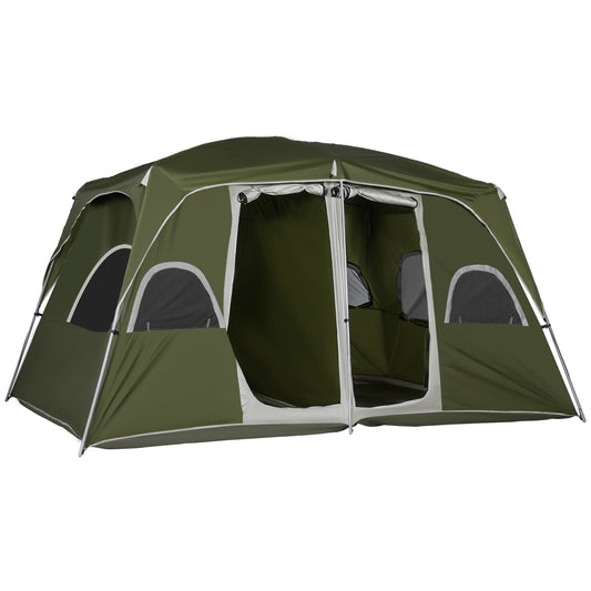 Outsunny Camping Tent, Family Tent 4-8 Person 2 Room, with Large Mesh Windows, Easy Set Up for Backpacking Hiking Outdoor