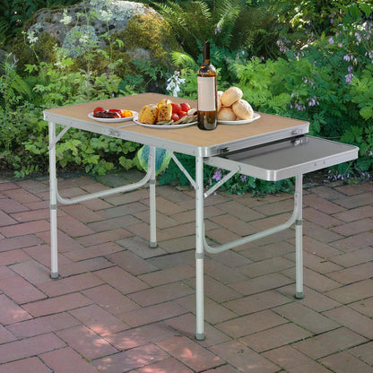 Outsunny 3ft Aluminium MDF-Top Folding Picnic Table Portable Camping Table