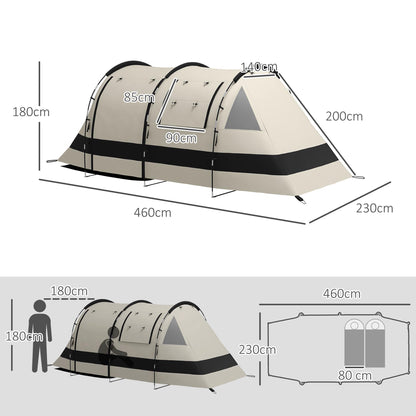 Outsunny Four Man, Two Room Blackout Tent, with Accessories