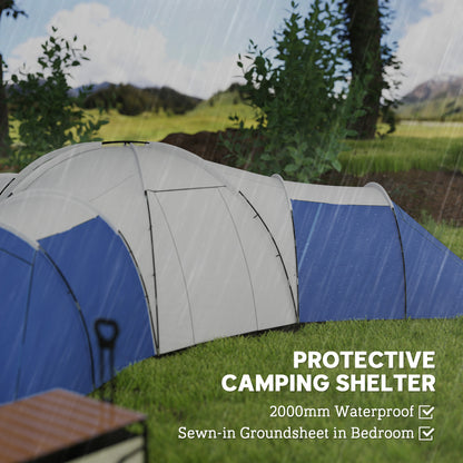 Outsunny 6-9 Man Tent with Bedrooms and Living Room, Accessories Included