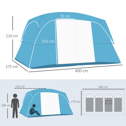 Outsunny 4-8 Person Camping Tent Family Tent with 2 Room, Mesh Windows, Easy Set Up for Backpacking, Hiking, Outdoor