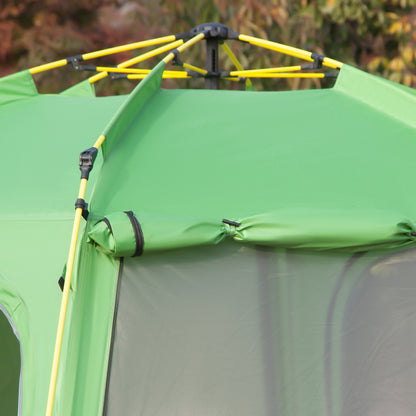 Outsunny 6 Person Pop Up Camping Tent, 2-Tier Design Backpacking Tent with 4 Windows 2 Doors Portable Carry Bag for Fishing Hiking, Green
