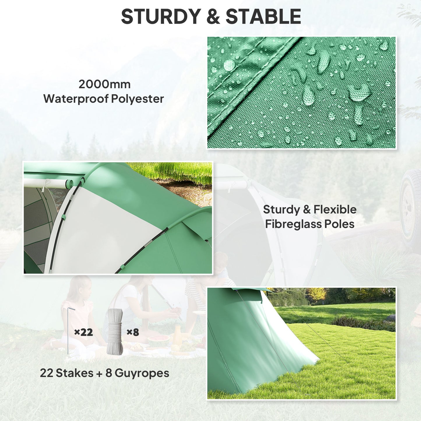 Outsunny 4-6 Man UV Protection Camping Tent