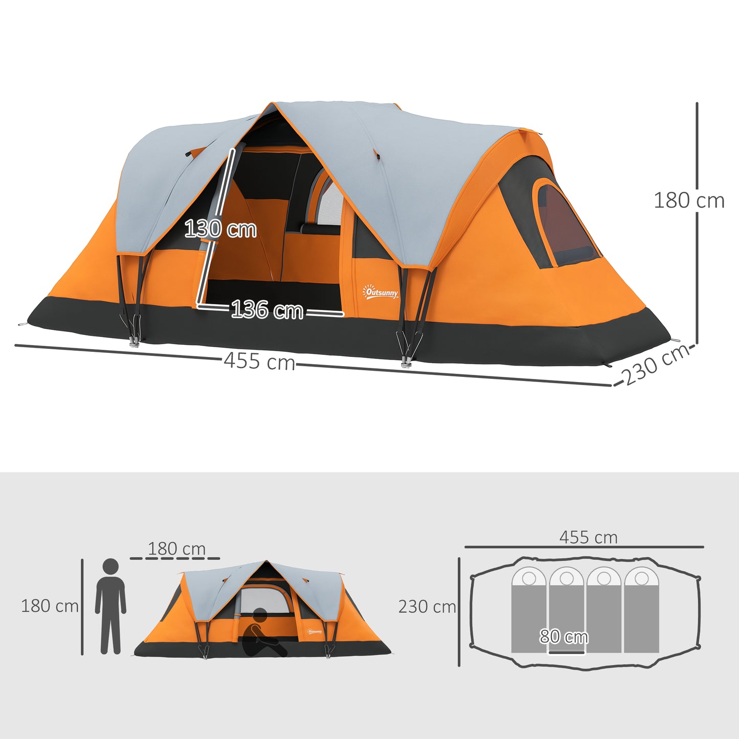 Outsunny 5-6 Man Dome Camping Tent