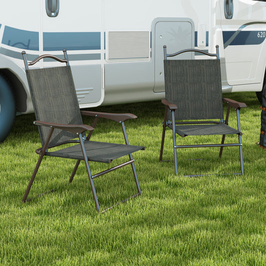 Outsunny Set of Two Folding Garden Chairs, with Fabric Mesh Seats
