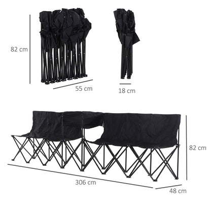 Outsunny 6 Seat Folding Sports Bench Portable Sports Team Bench Spectator Chair with Cooler Bag and Carrying Bag for Outdoor Picnic Camping