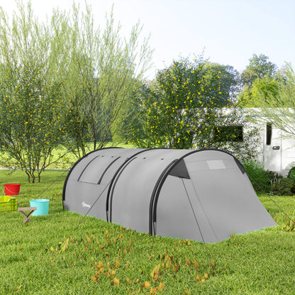 Outsunny Four Man Duo Room Tunnel Tent, with Accessories