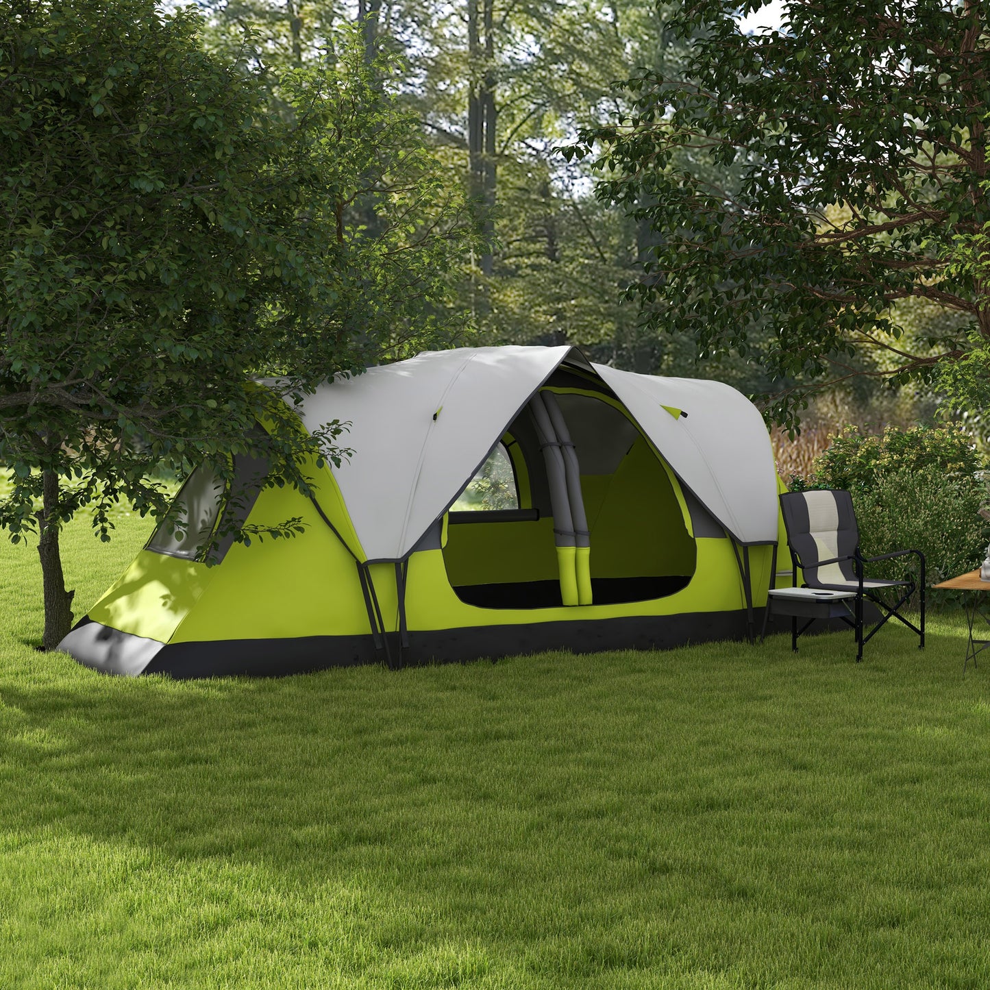 Outsunny Camping Tent for 6-8 Man with 2000mm Waterproof Rainfly and Carry Bag for Fishing Hiking Festival