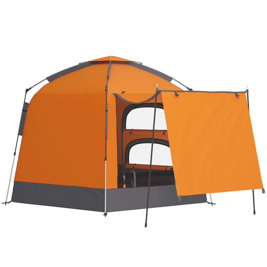 Outsunny Automatic Pop Up Camping Tent, Instant Setup 2-4 Man Tent with Mesh Windows, Waterproof & UV30+, Portable with Carry Bag for Fishing, Hiking, Backpacking