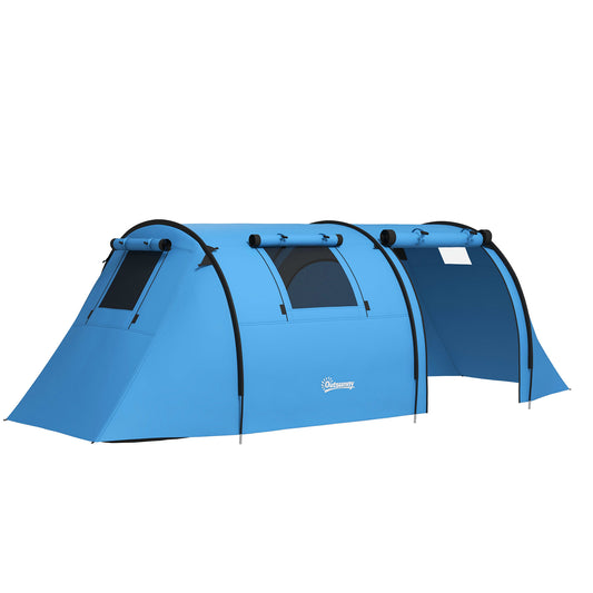 Outsunny Four Man Duo Room Tunnel Tent, with Accessories