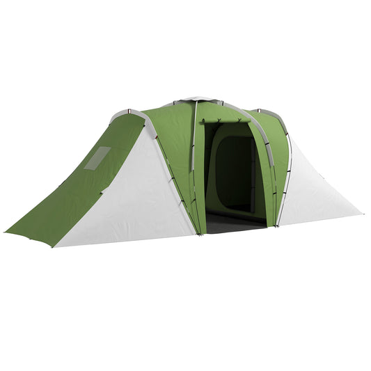 Outsunny Large Camping Tent Tunnel Tent with 2 Bedroom and Living Area, 2000mm Waterproof, Portable with Bag for 4-6 Man