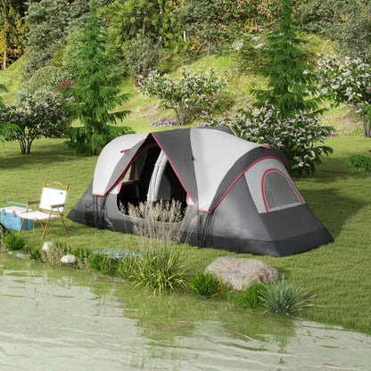 Outsunny Camping Tent for 6-8 Man with 2000mm Waterproof Rainfly and Carry Bag for Fishing Hiking Festival