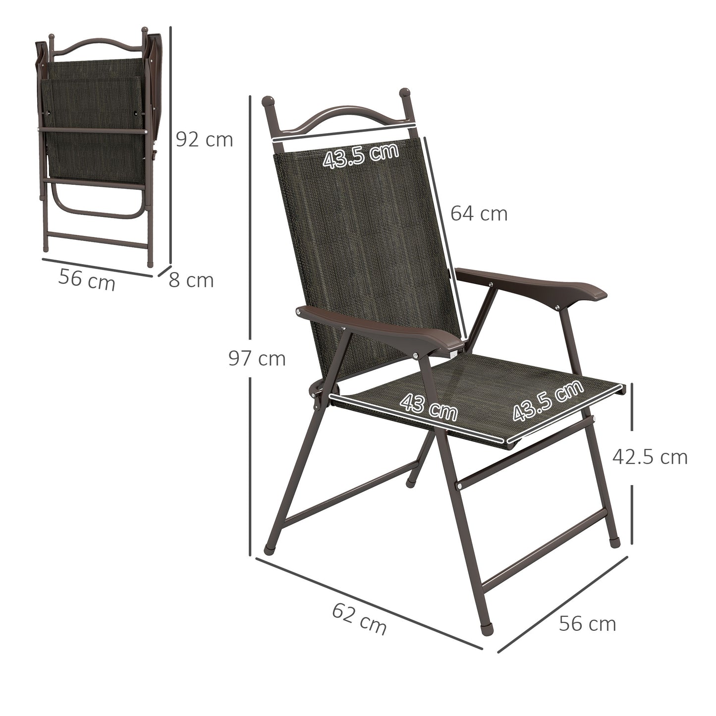 Outsunny Set of Two Folding Garden Chairs, with Fabric Mesh Seats