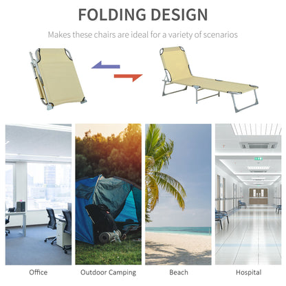 Outsunny Reclining Sun Lounger Chair Folding Camping Bed with 4-Position Adjustable Backrest, for Travel Indoor Outdoor Office Fishing