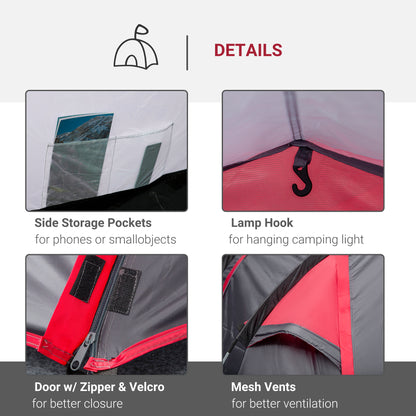 Outsunny 2-3 Person Tunnel Tent with Sewn-in Groundsheet, Air Vents, Rainfly, 2000mm Water Column, Camping Tent with 1 Bedroom, Inbuilt Porch, Living Area for Camping, Hiking