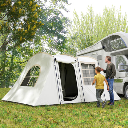 Outsunny 3-4 Man Tunnel Tent, Family Camping Tent with Porch, Bedroom and Living Area, Sewn in Groundsheet, 3000mm Waterproof, Portable with Bag for Hiking, Festival, Backpacking