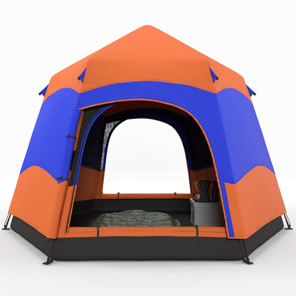 Outsunny Six Man Hexagon Camping Tent with Hang Hook and Carry Bag