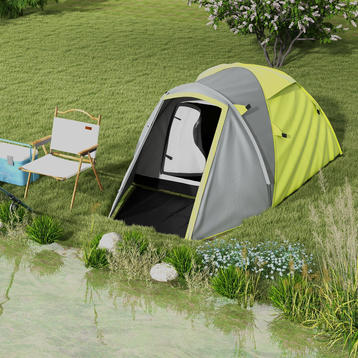 Outsunny Two-Man Dome Tent, with Front Porch and Accessories