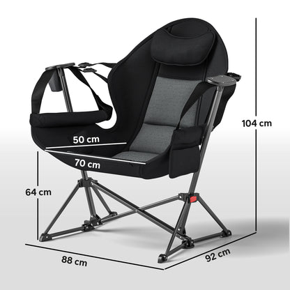 Outsunny Hammock Camping Chair Set of 2, Adjustable Back Swinging Camping Chair Portable Swinging Chair with Cup Holder, Headrest, Padded Seat and Carry Bag for Travel Fishing Hiking