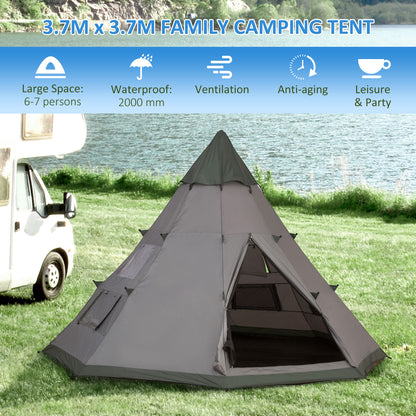 Outsunny 6 Men Tipi Tent with Carry Bag
