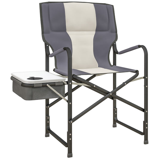 Outsunny Folding Aluminium Camping Chair, with Cooler Bag Table