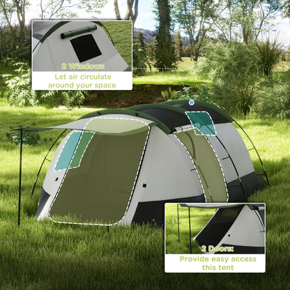 Outsunny Three-Man Camping Tent, with Two Rooms and Porch