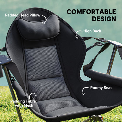 Outsunny Hammock Camping Chair Set of 2, Adjustable Back Swinging Camping Chair Portable Swinging Chair with Cup Holder, Headrest, Padded Seat and Carry Bag for Travel Fishing Hiking