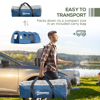 Outsunny 5-6 Man Camping Tent with 2 Room, Floor and Carry Bag