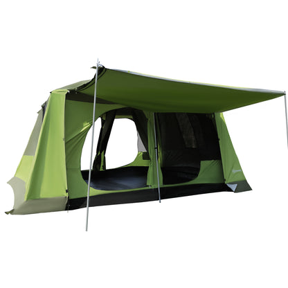 Outsunny Tunnel Tent Camping Shelter w/ Porch, Two Rooms, Lamp Hook, Portable Carry Bag