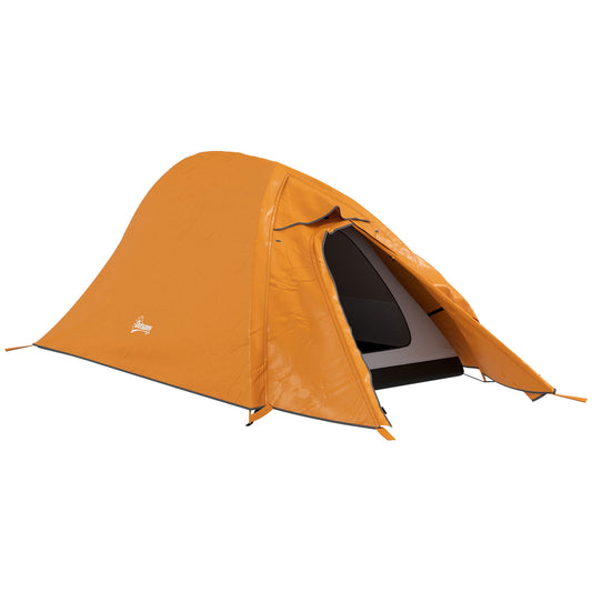 Outsunny Double Layer Camping Tent, 1-2 Man Backpacking Tent with Carry Bag, 2000mm Waterproof and Lightweight