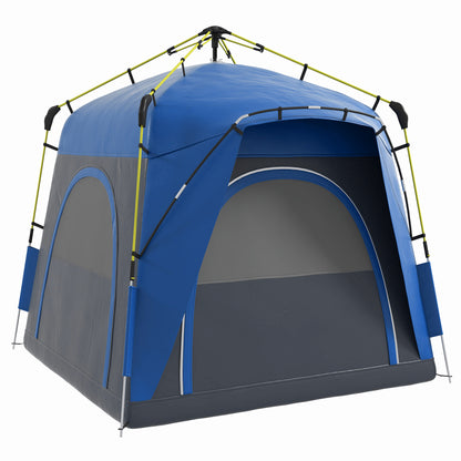 Outsunny 4 Person Automatic Camping Tent, Outdoor Pop Up Tent, Portable Backpacking Dome Shelter