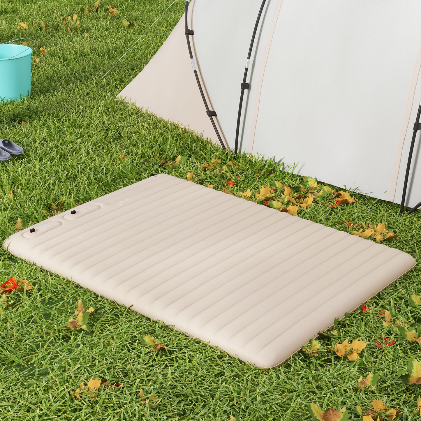 Outsunny Double Inflatable Mattress, with Built-In Pump