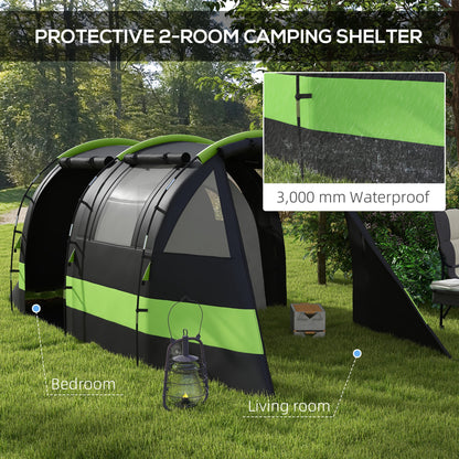 Outsunny Four Man, Two Room Blackout Tent, with Accessories