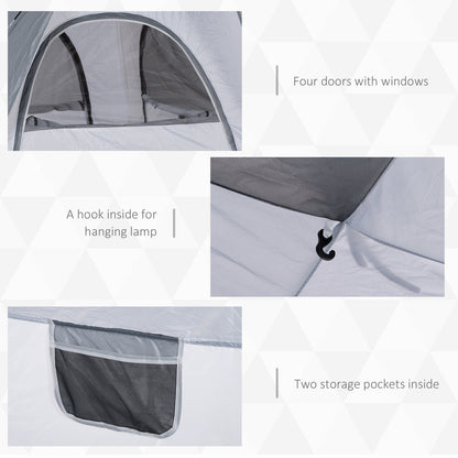 Outsunny 4 Person Automatic Camping Tent, Outdoor Pop Up Tent, Portable Backpacking Dome Shelter