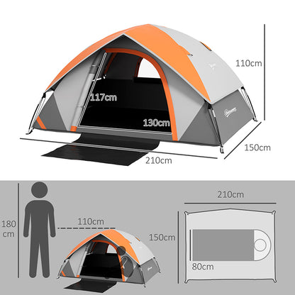 Outsunny Two Man Single Room Dome Tent, with Accessories