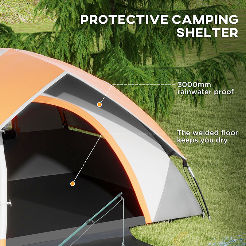 Outsunny Two Man Single Room Dome Tent, with Accessories