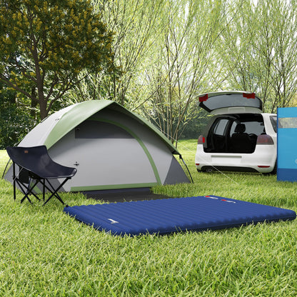 Outsunny Camping Tent with Inflatable Mattress and Camping Chair, 2-3 Person Dome Tent with Sewn-in Groundsheet, Portable 3000mm Waterproof Tent with Carry Bag and Hook, for Fishing Hiking
