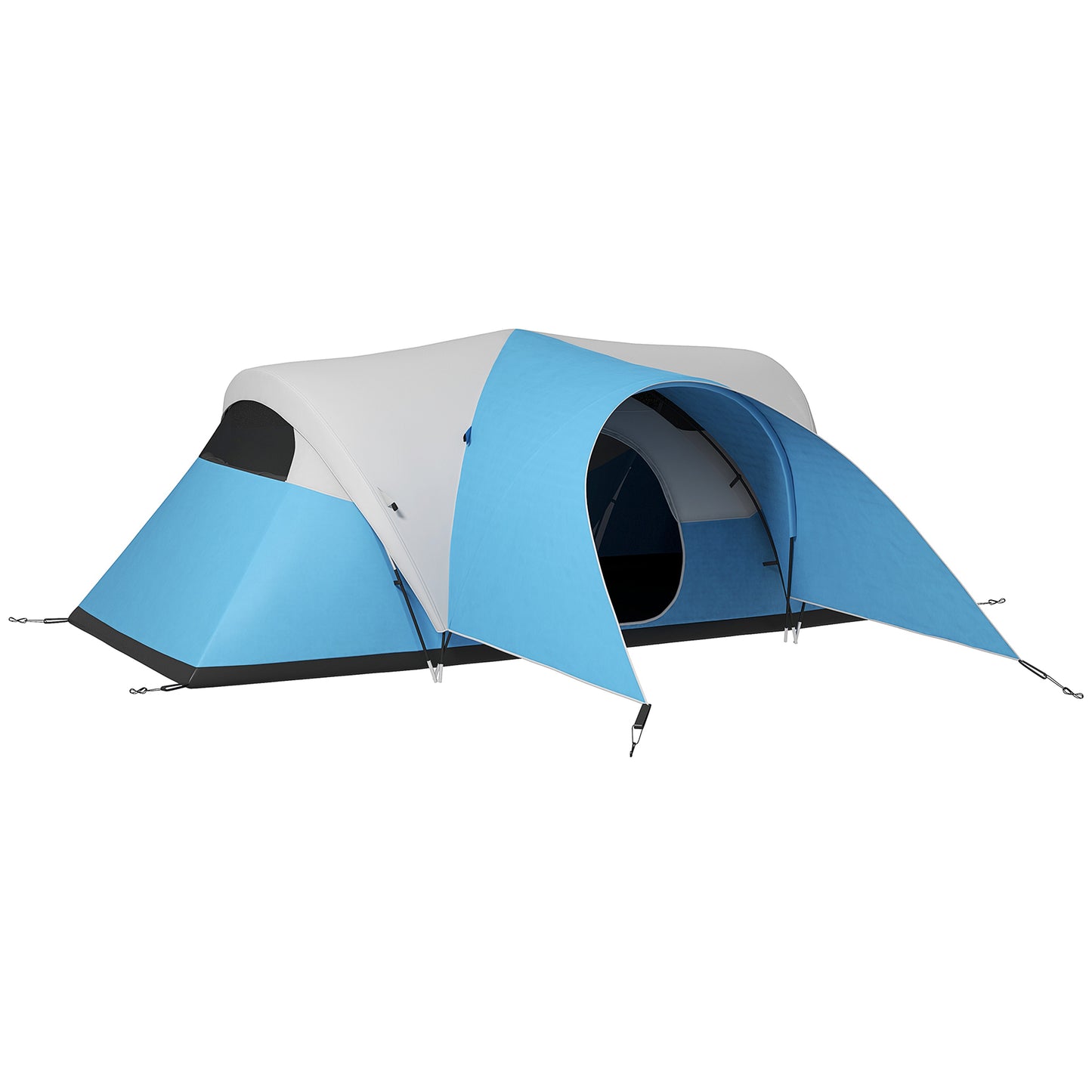Outsunny 3000mm Waterproof Camping Tent for 5-6 Man, Family Tent with Porch and Sewn in Groundsheet, Portable with Bag