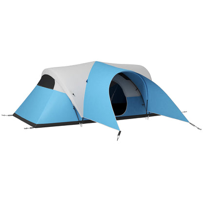 Outsunny 3000mm Waterproof Camping Tent for 5-6 Man, Family Tent with Porch and Sewn in Groundsheet, Portable with Bag