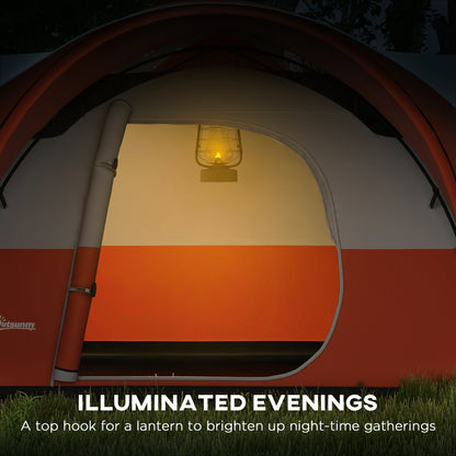 Outsunny 3000mm Waterproof Camping Tent for 5-6 Man, Family Tent with Porch and Sewn in Groundsheet, Portable with Bag