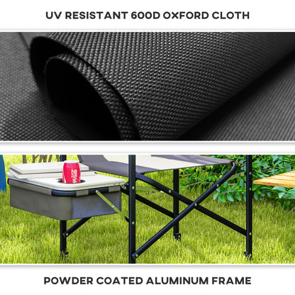 Outsunny Folding Aluminium Camping Chair, with Cooler Bag Table