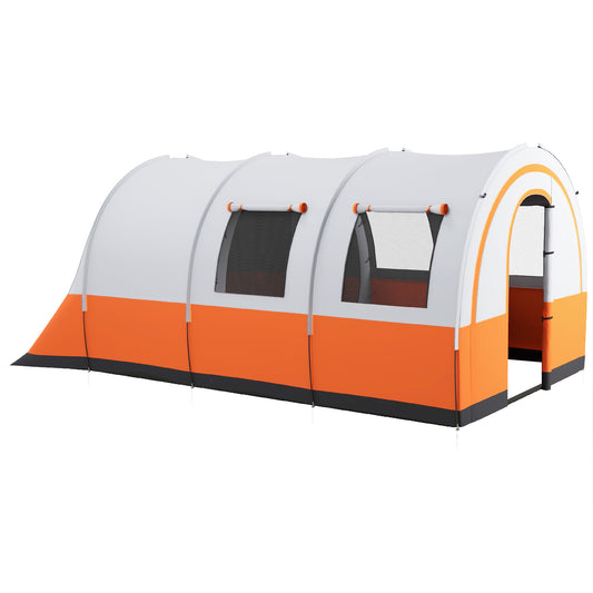 Outsunny 3000mm Waterproof Camping Tent, 5-6 Man Family Tent with Living and Bedroom, Carry Bag Included