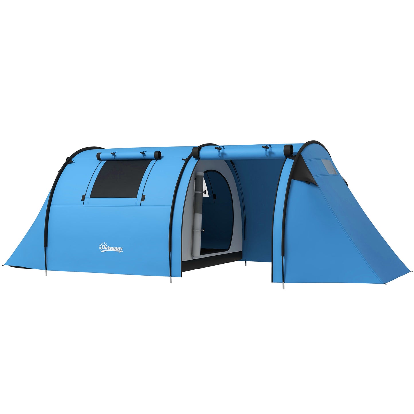 Outsunny Four Man Duo Room Tunnel Tent, with Accessories