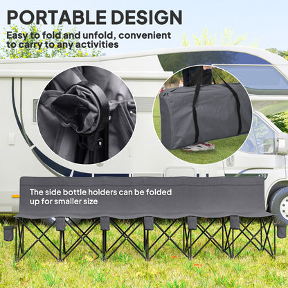 Outsunny 6 Seater Folding Camping Chair with Cup Holder & Carry Bag